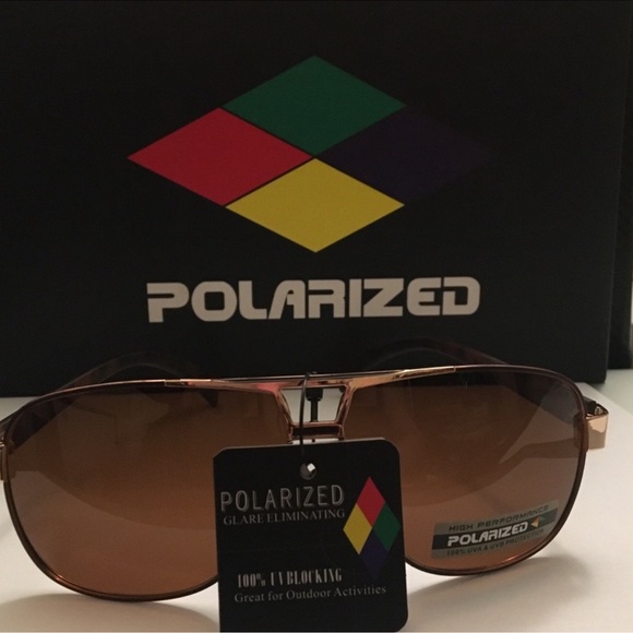 POLARIZED Unisex Brown Aviators - Picture 1 of 9